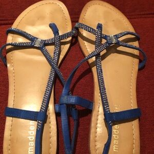 Madden Girl blue sandals with rhinestones, size 9, gently worn